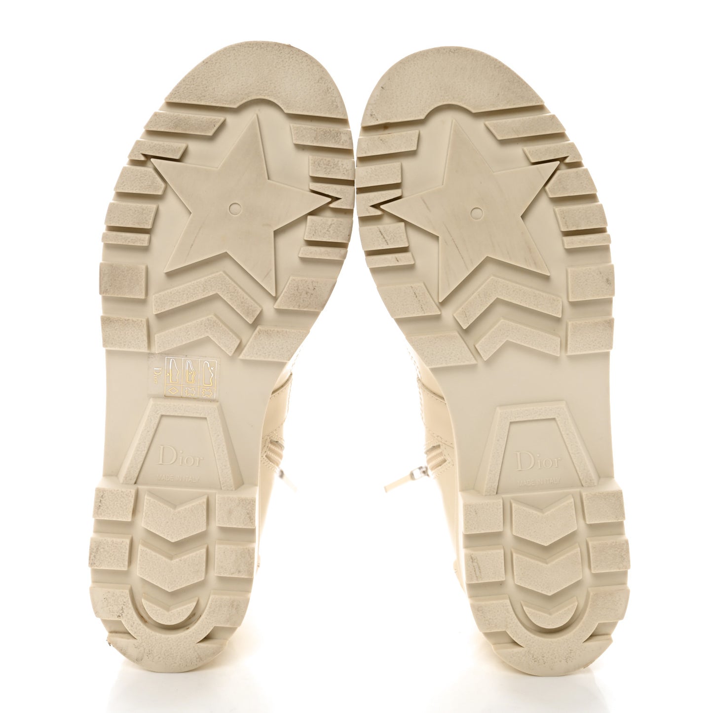 Brushed Calfskin Rubber Dioriron Boots 38 Off White