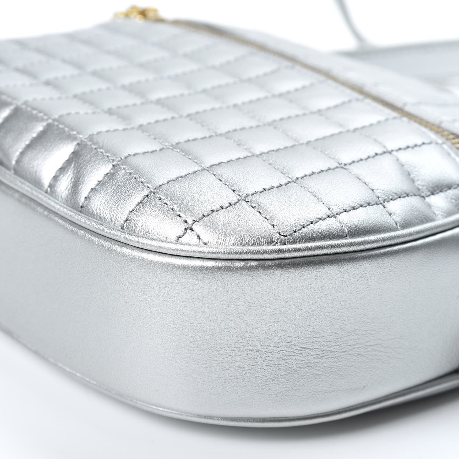 Celine Laminated Calfskin Quilted Small C Charm Bag Silver 6 of 10