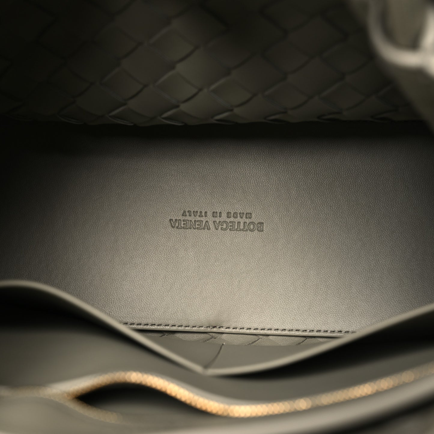 Nappa Intrecciato Medium Andiamo Shoulder Bag Travertine