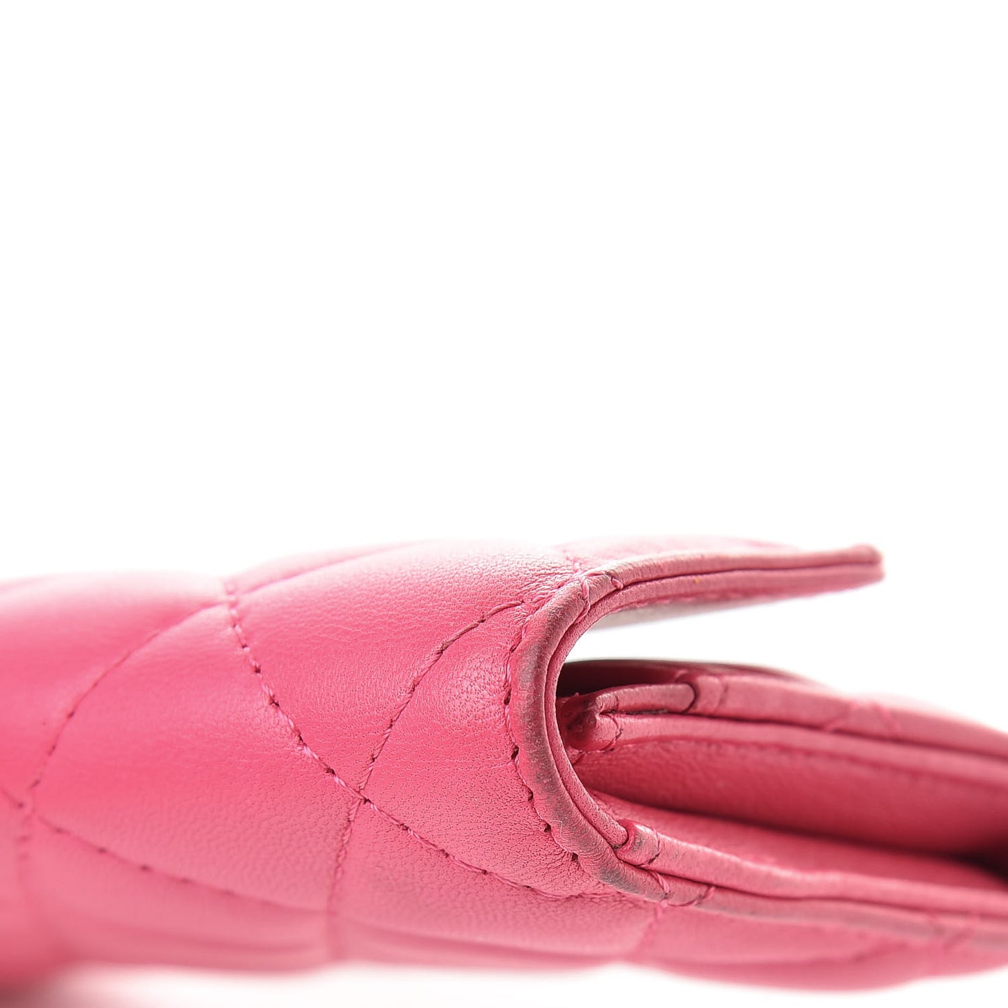 Lambskin Quilted Flap Card Holder Dark Pink