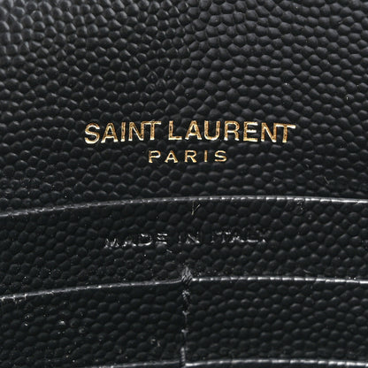 Saint Laurent Grain De Poudre Matelasse Chevron Monogram Envelope Chain Wallet Black 6 of 11