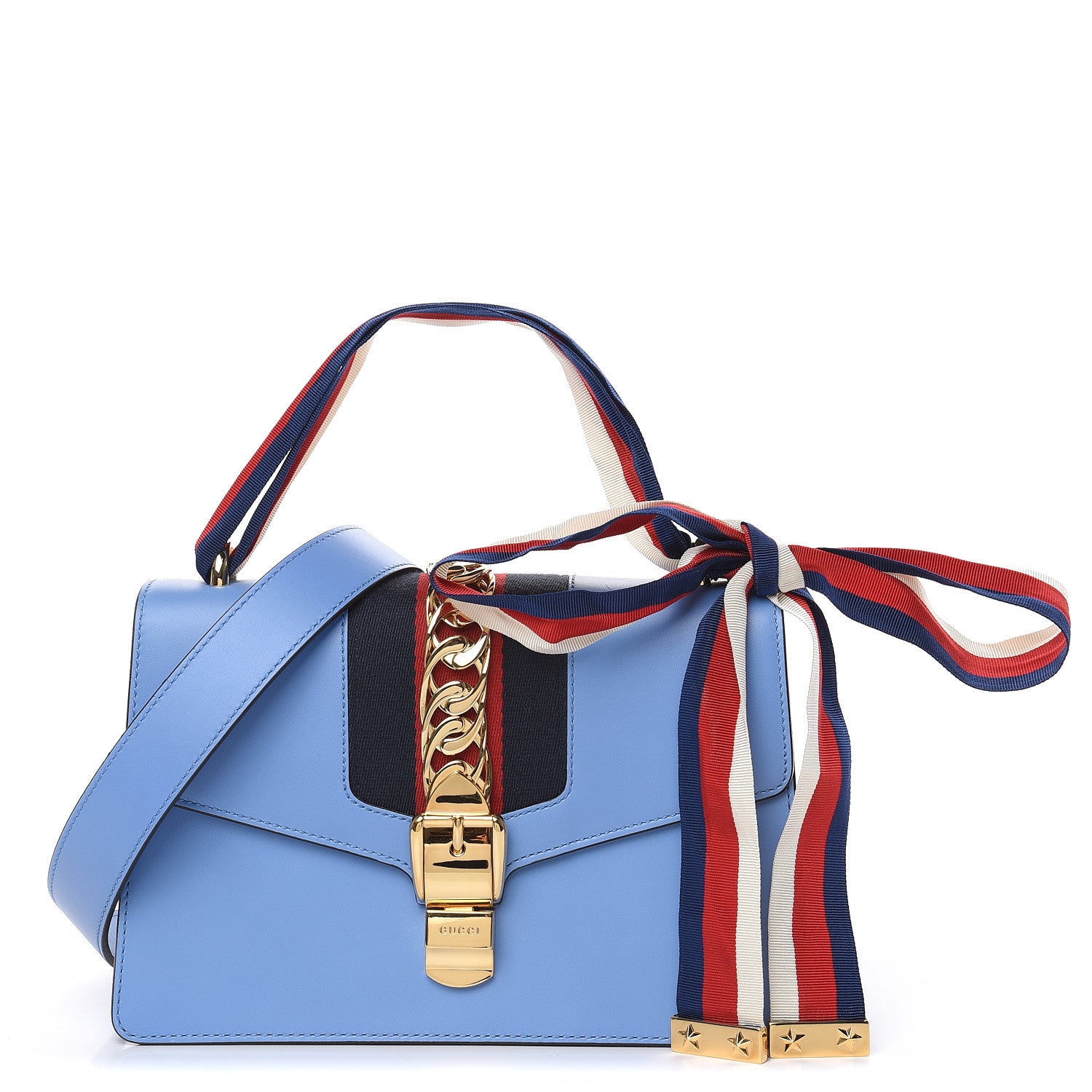 Gucci Calfskin Small Sylvie Shoulder Bag Clear Sky Blue 1 of 13