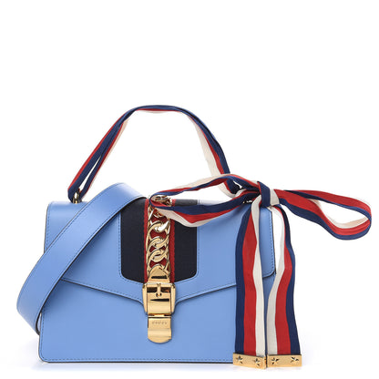 Gucci Calfskin Small Sylvie Shoulder Bag Clear Sky Blue 1 of 13