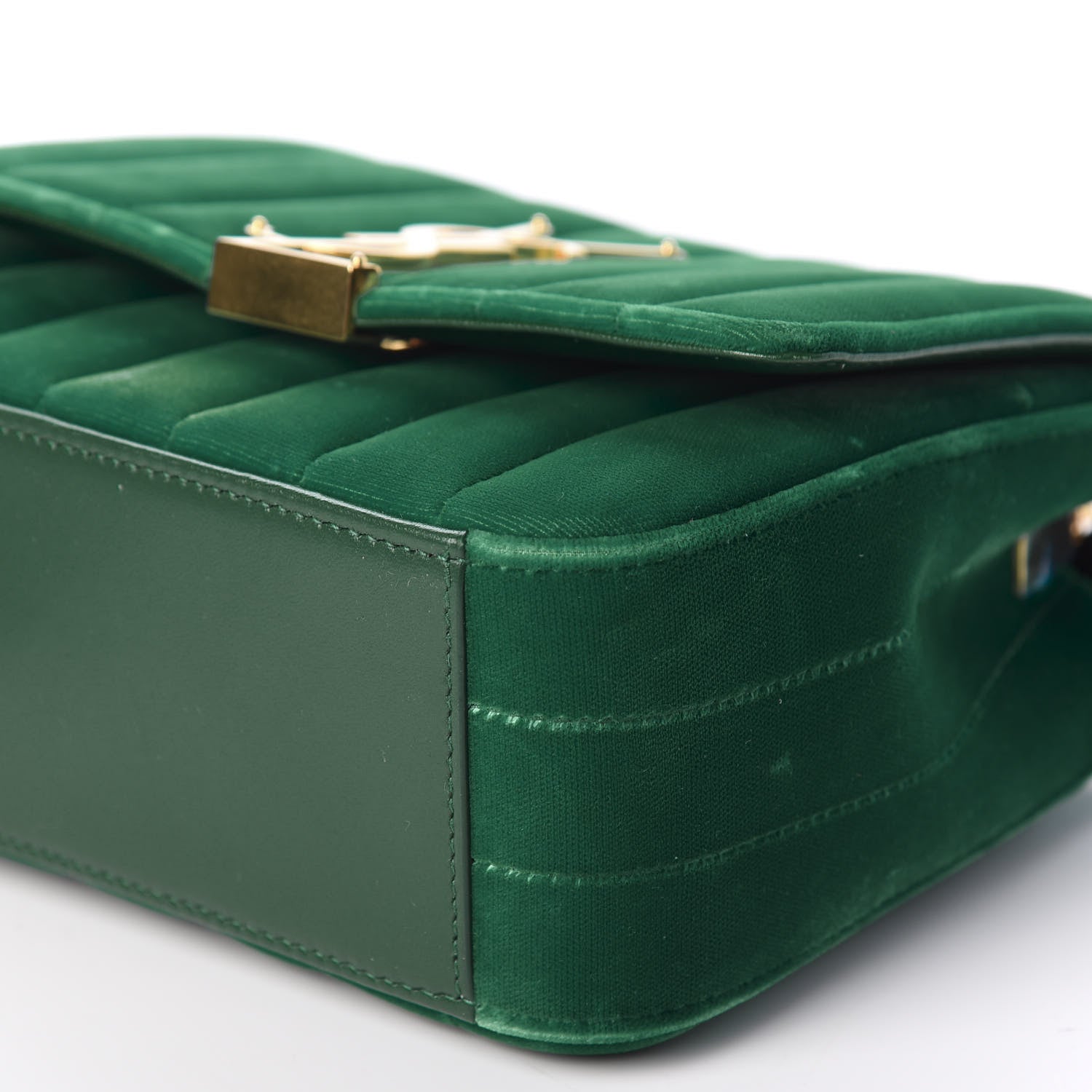 Saint Laurent Velvet Matelasse Small Vicky Chain Bag Deep Malachite 6 of 10