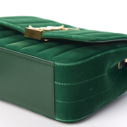 Saint Laurent Velvet Matelasse Small Vicky Chain Bag Deep Malachite 6 of 10