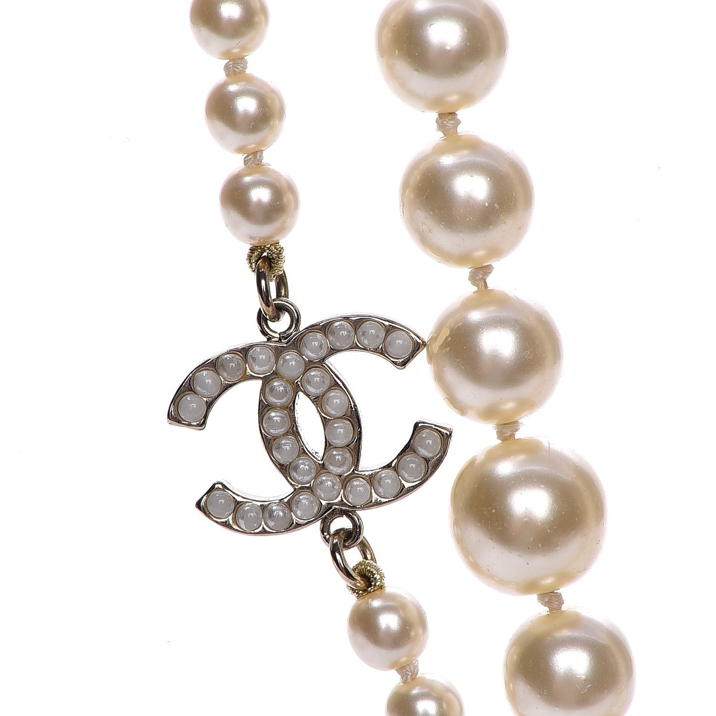 Pearl CC Long Necklace Gold