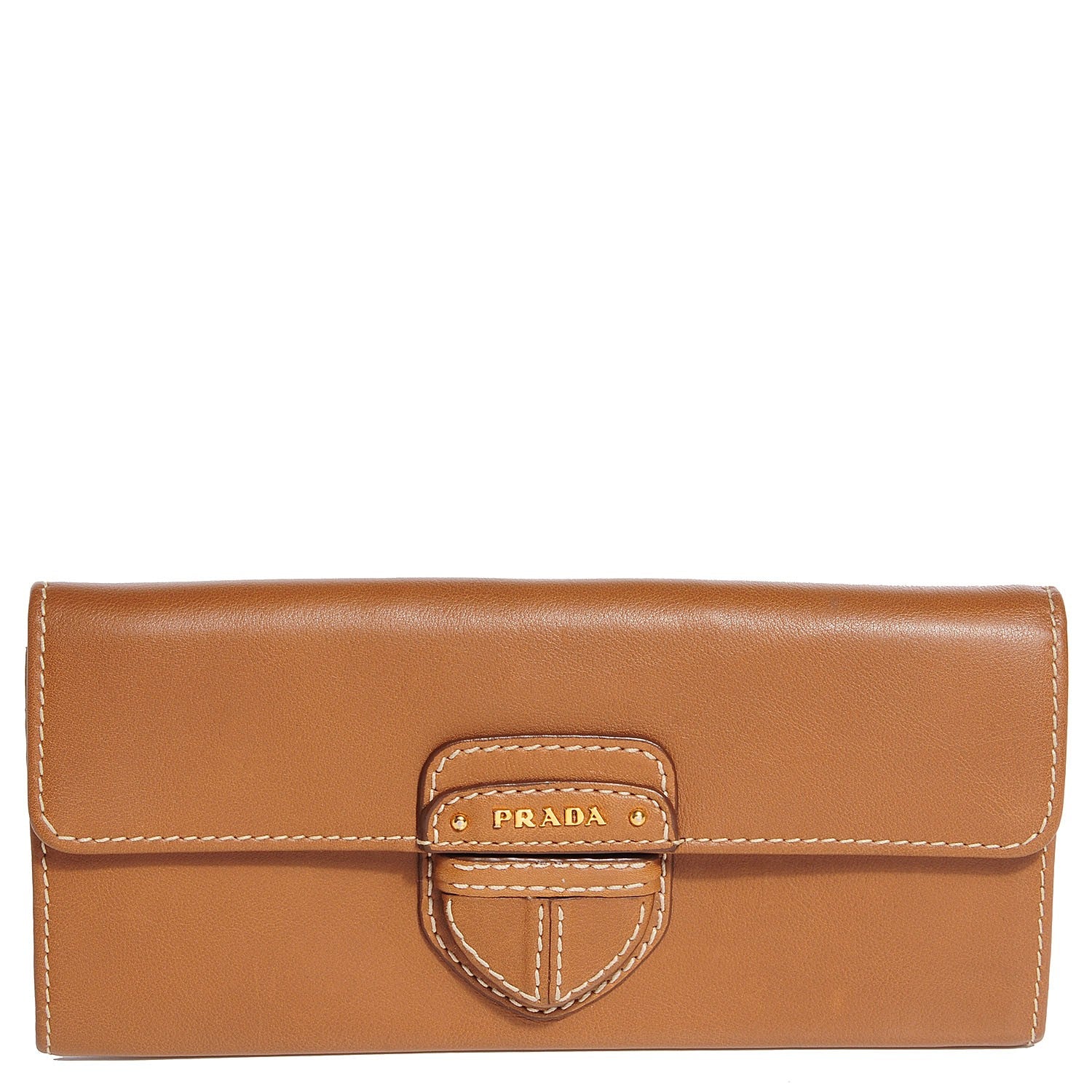 Prada City Calf Long Wallet Caramel 1 of 9