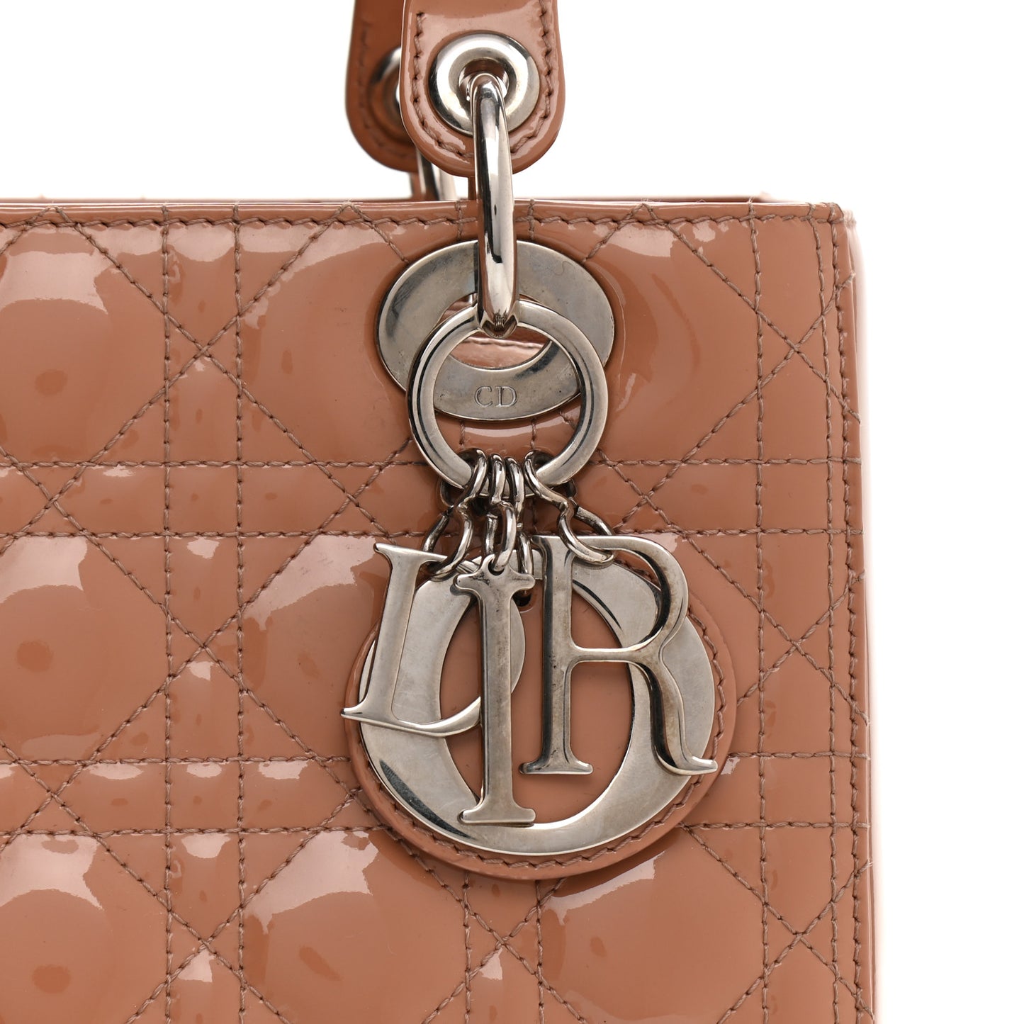 Patent Cannage Medium Lady Dior Beige