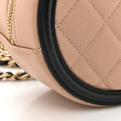 Chanel Caviar Quilted Round Filigree Crossbody Beige Black 13 of 13