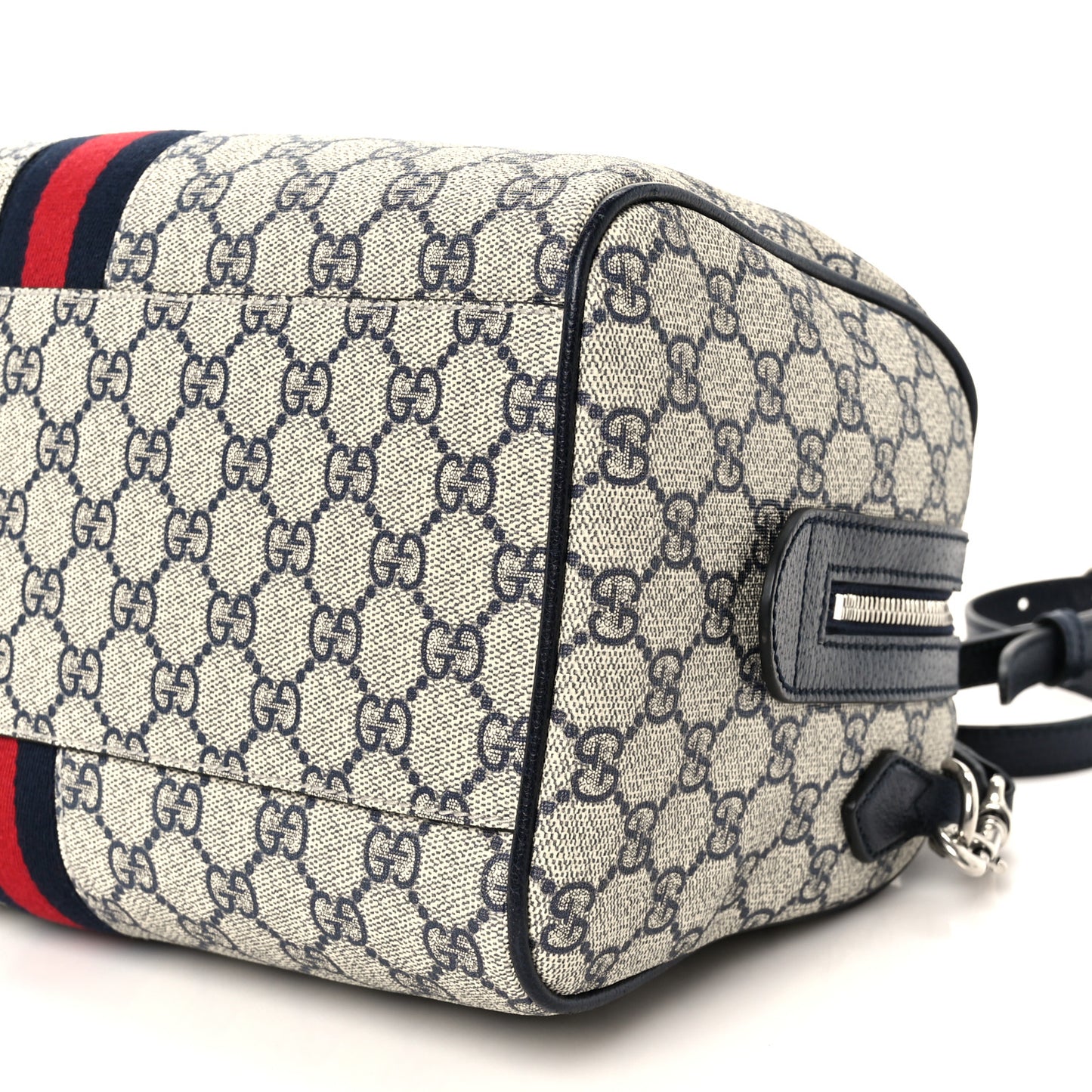 GG Supreme Monogram Web Medium Ophidia Top Handle Bag Beige Blue