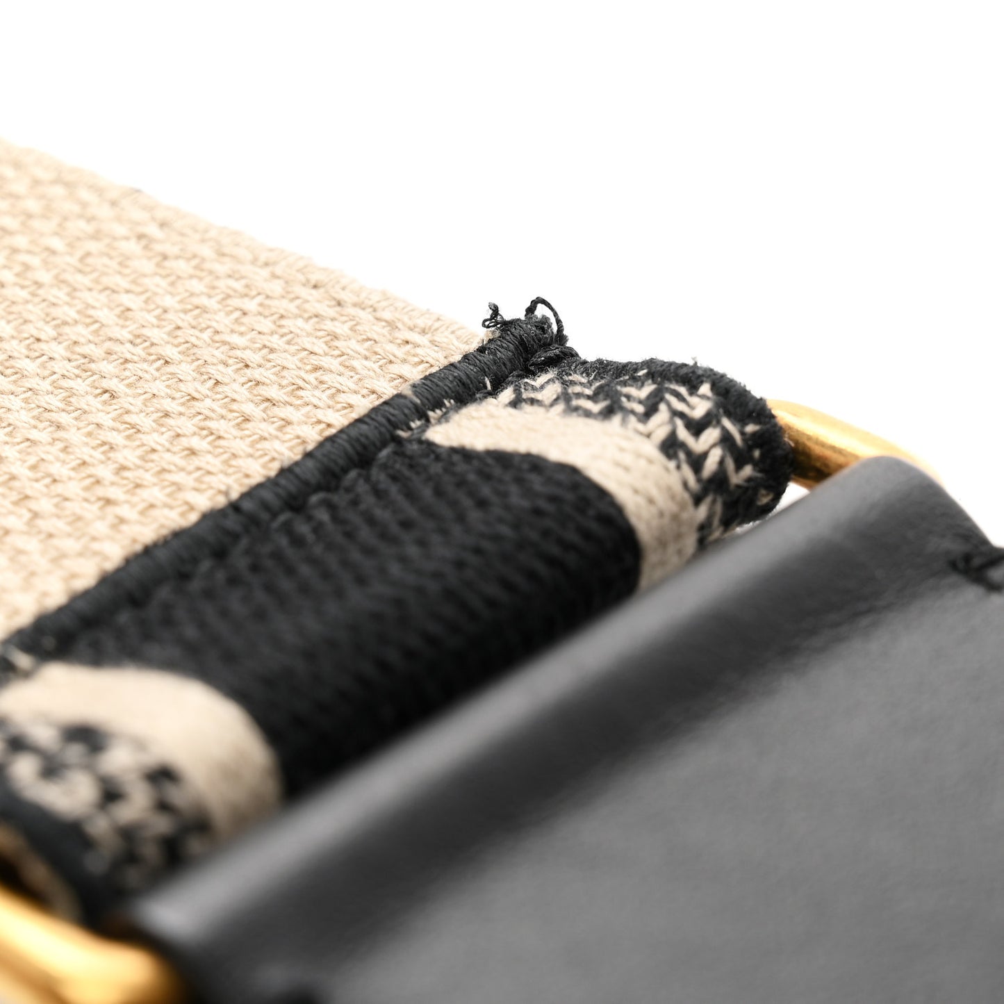 Canvas Embroidered Shoulder Strap Black