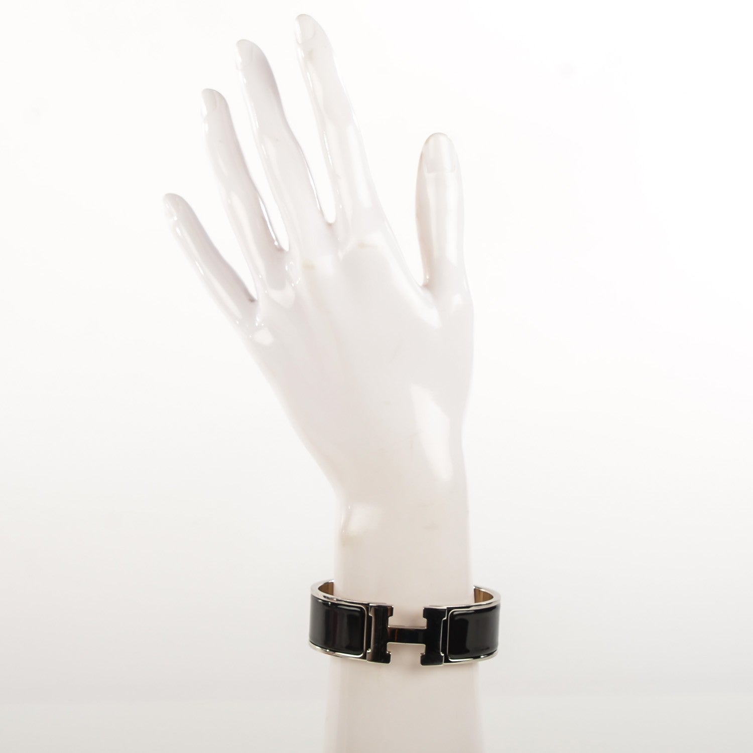 Hermes Enamel Wide Clic Clac H Bracelet GM Black 2 of 6