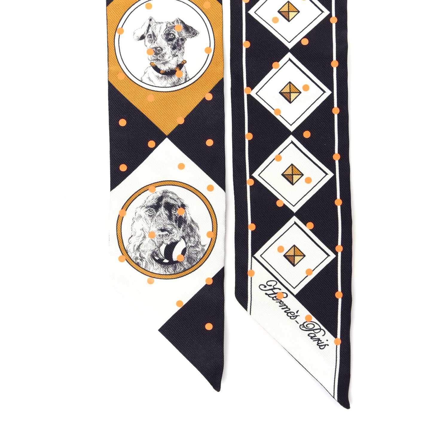 Silk Colliers Et Chiens Twilly Black Gold White