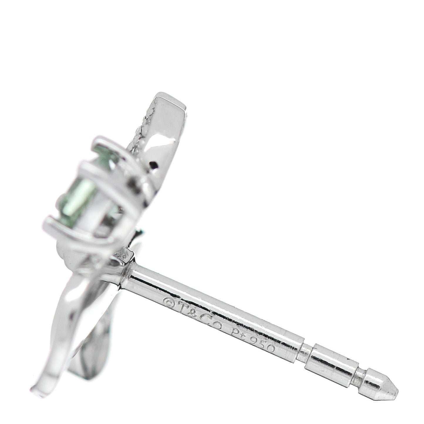 Platinum Diamond Green Tourmaline Paper Flowers Earrings