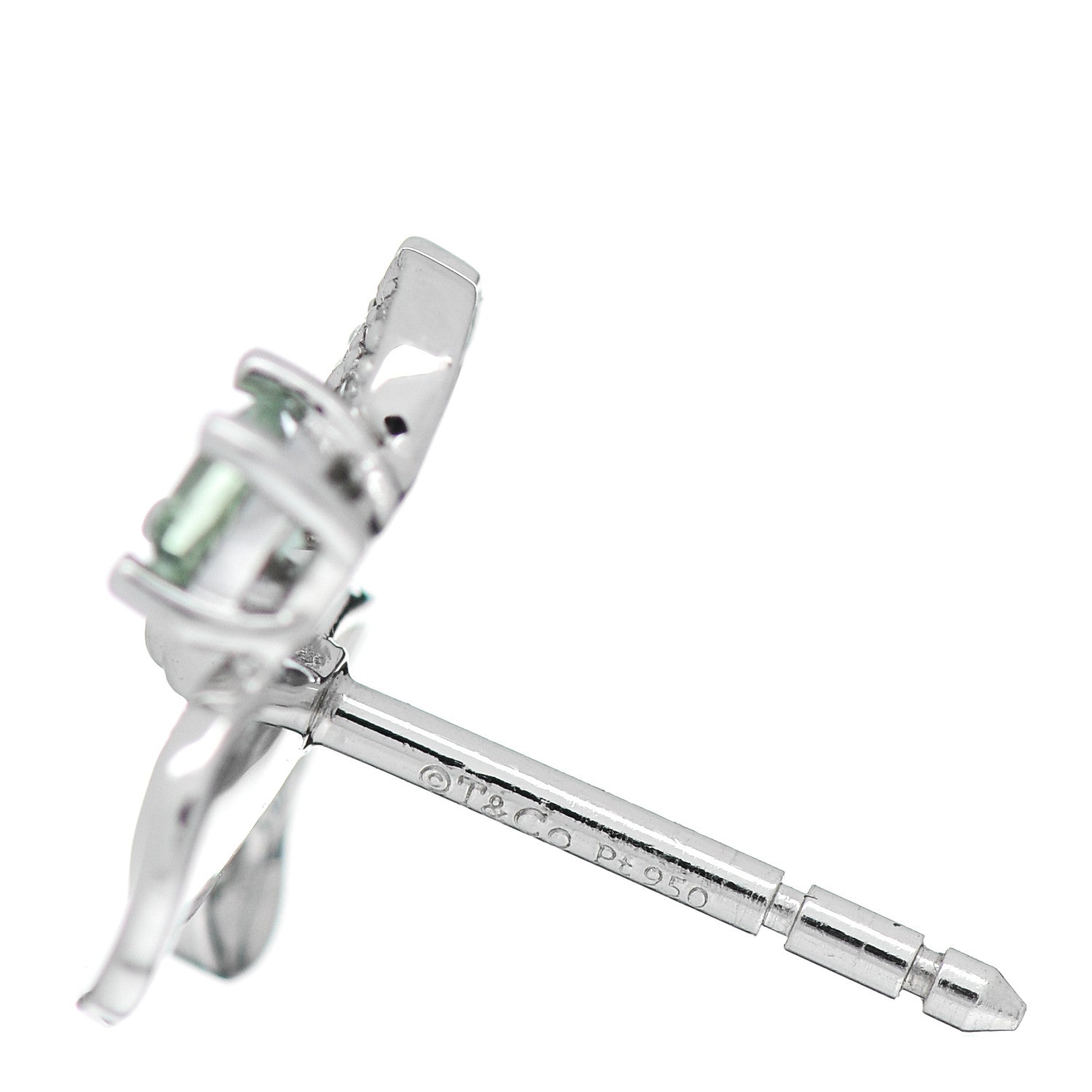 Tiffany Platinum Diamond Green Tourmaline Paper Flowers Earrings 4 of 4