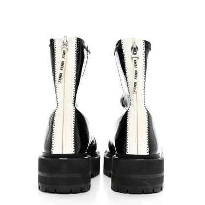 Fendi Patent Neoprene Combat Boots 38.5 Black 5 of 8