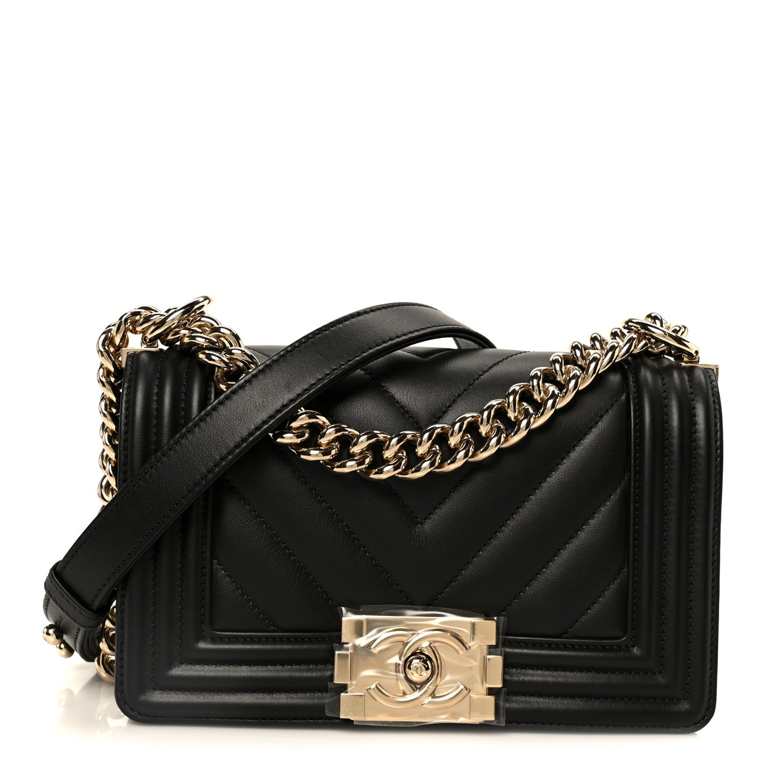 Chanel Lambskin Chevron Quilted Small Boy Flap Black 1 of 10