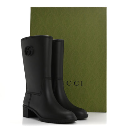 Gucci Rubber Double G Womens Rain Boots 37 Black 9 of 9