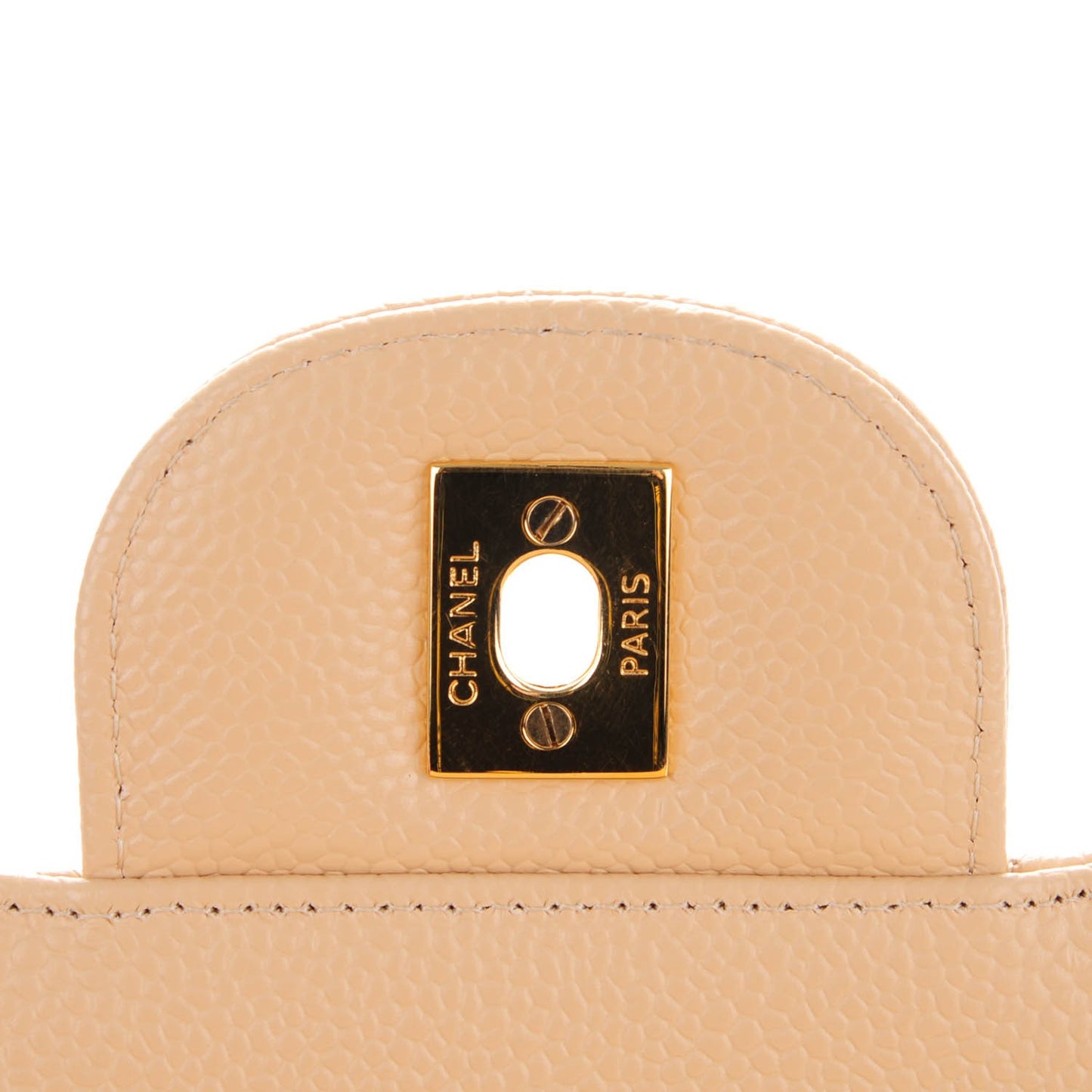 Caviar Quilted Jumbo Double Flap Beige Clair