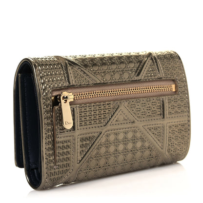 Christian Dior Metallic Patent Micro-Cannage Diorama Elancee Wallet Gold 3 of 11