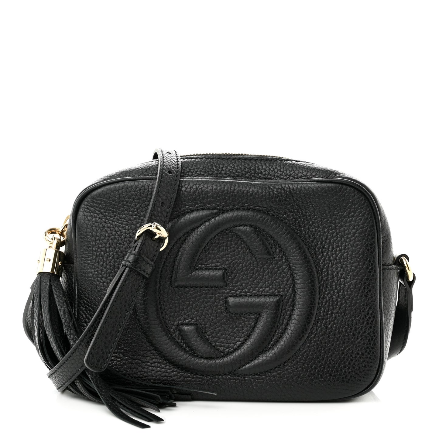Pebbled Calfskin Small Soho Disco Bag Black