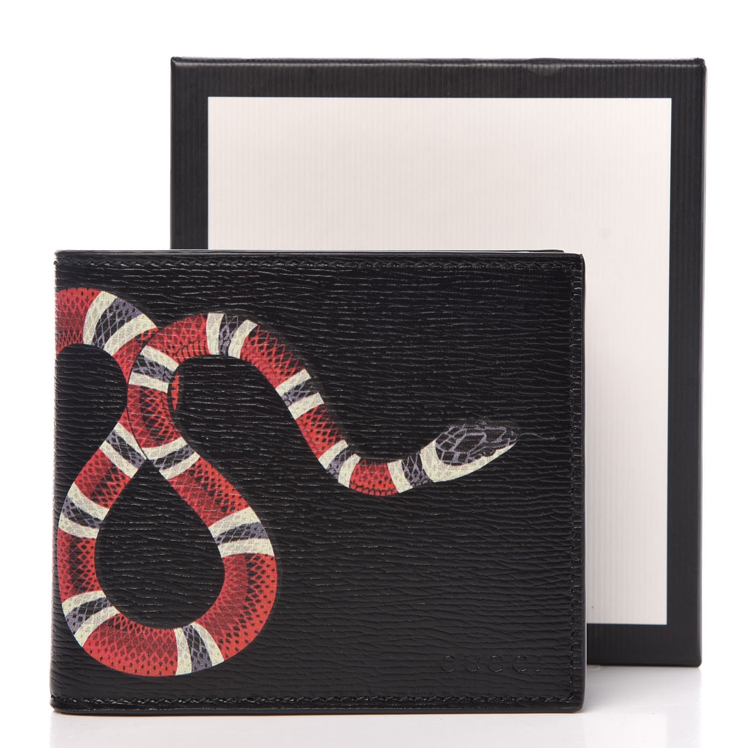 Gucci Shangai Calfskin Kingsnake Bi-Fold Wallet Black 8 of 8