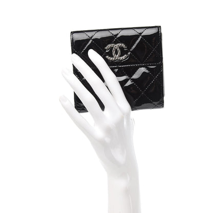 Chanel Patent Quilted Brilliant Compact Wallet Black 2 of 13