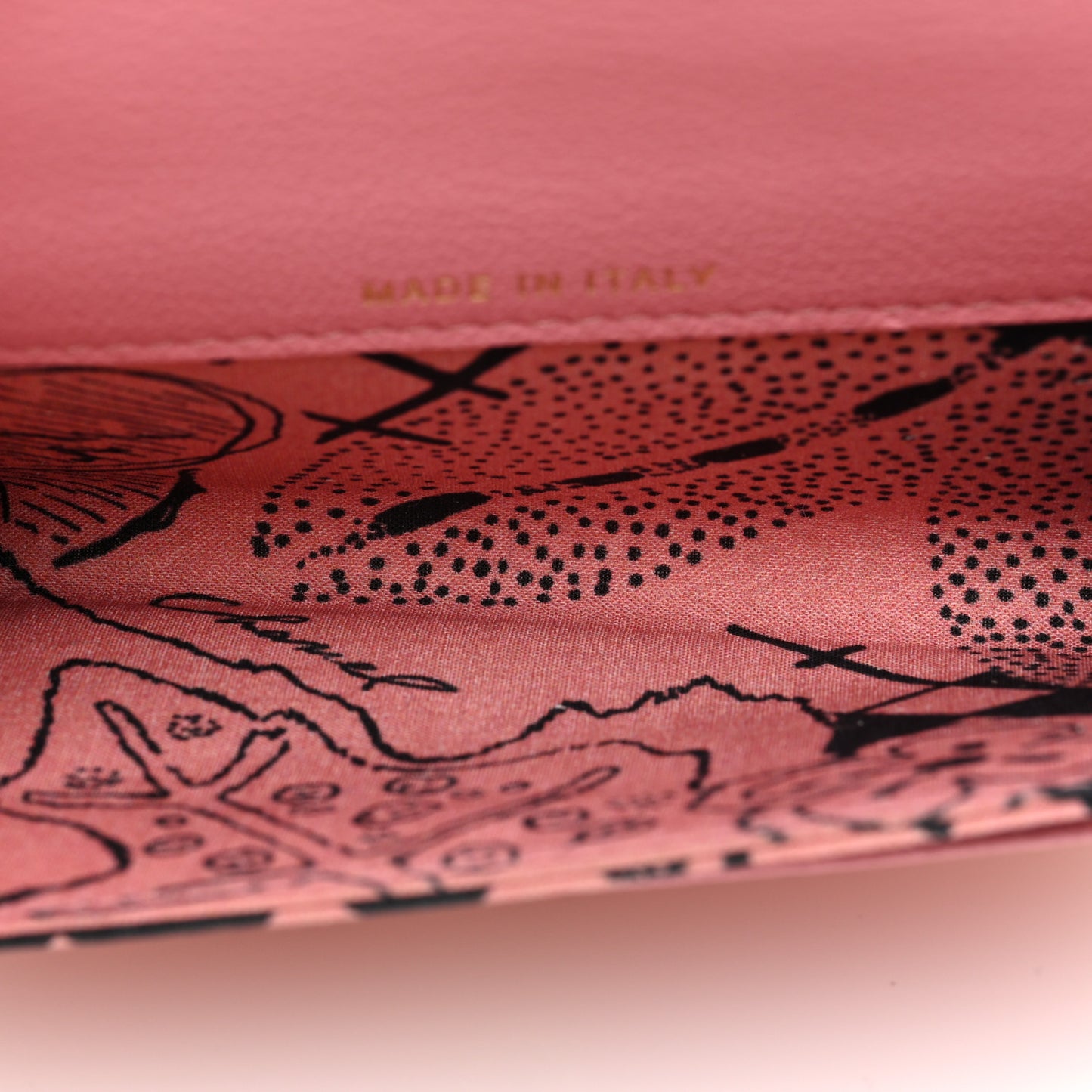 Goatskin Camellia CC Flap Card Holder Pink Black