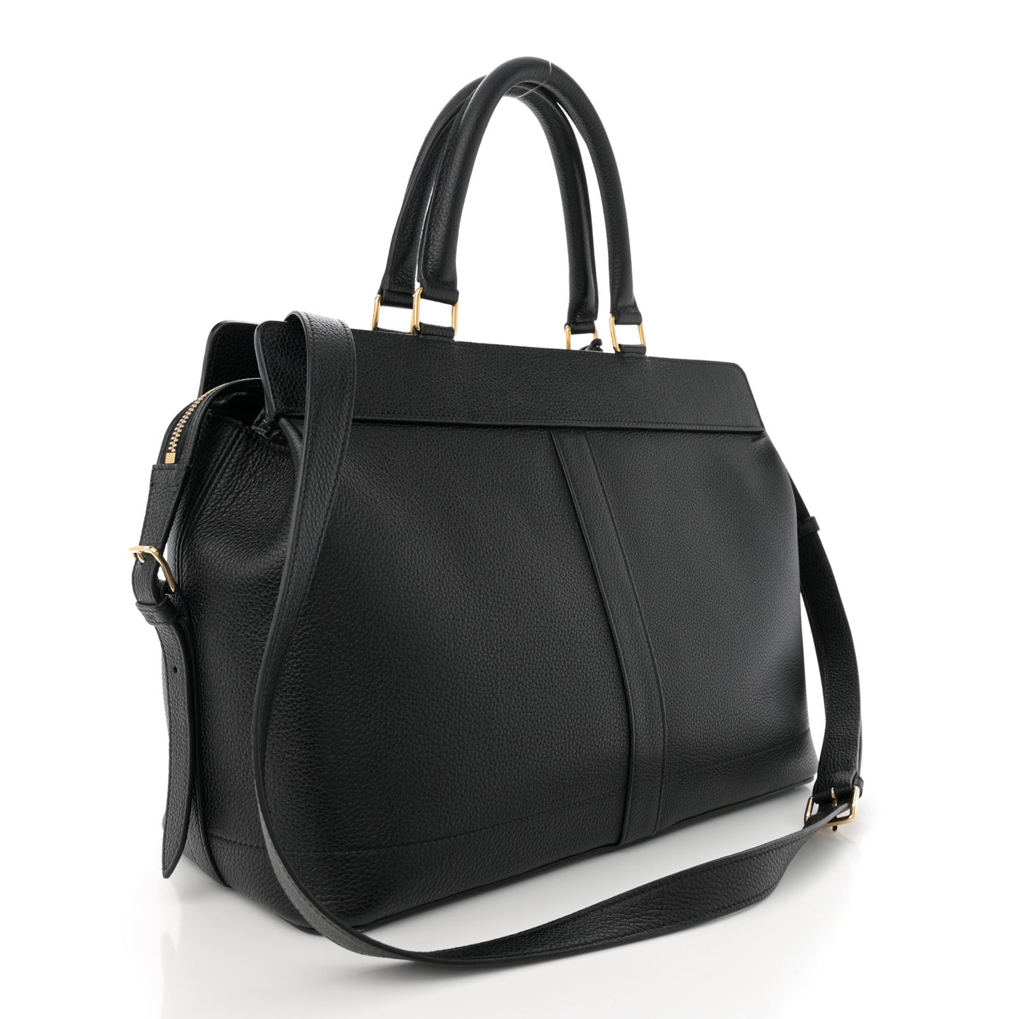 Grained Calfskin Medium Cabas De France Black