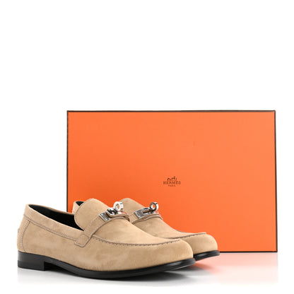 Hermes Suede Goatskin Womens Destin Loafers 36 Beige Argile 10 of 10
