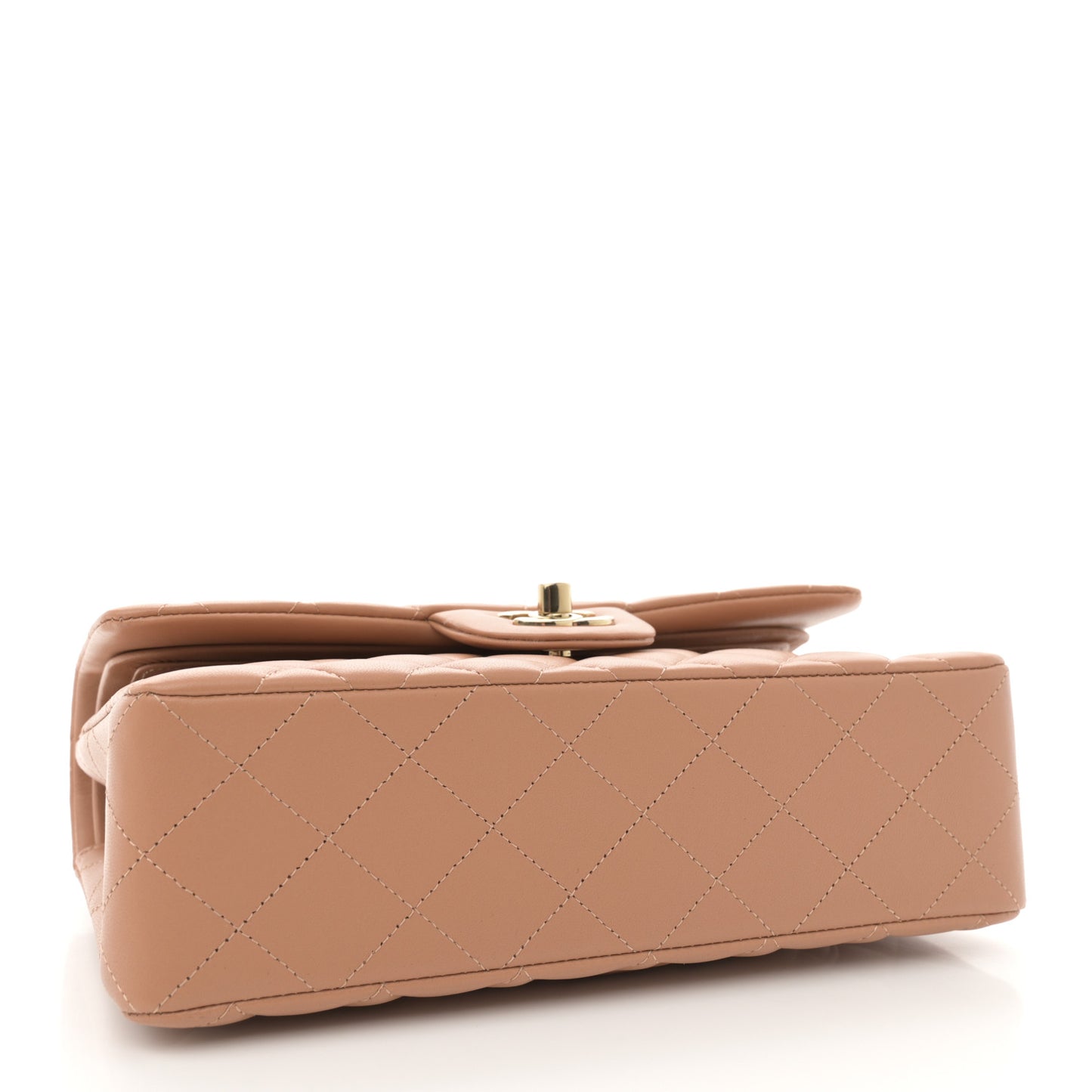 Lambskin Quilted Small Double Flap Brown