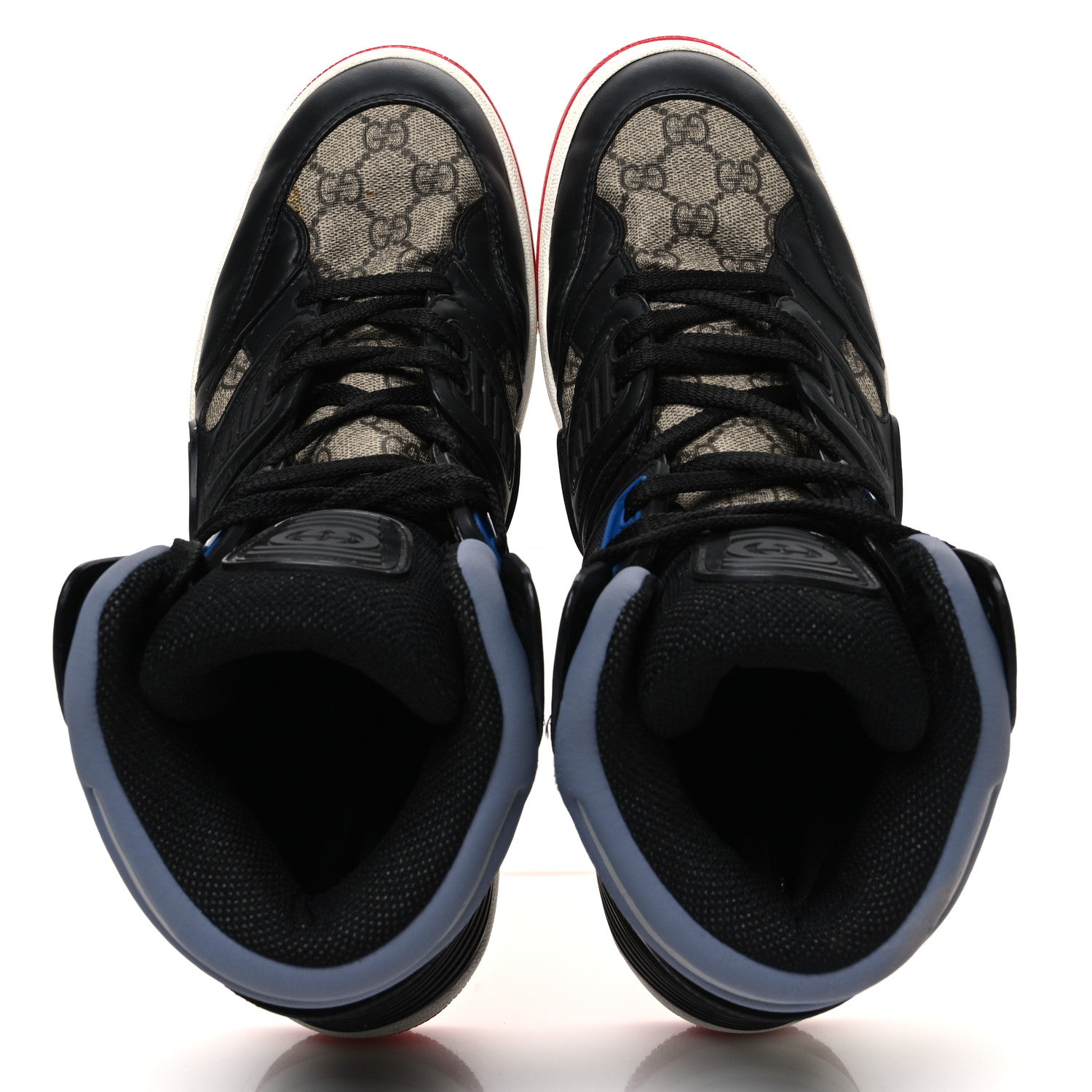 Gucci Demetra GG Supreme Monogram Mens Basket High Top Sneakers 10.5 Black Beige Ebony Grey 2 of 14