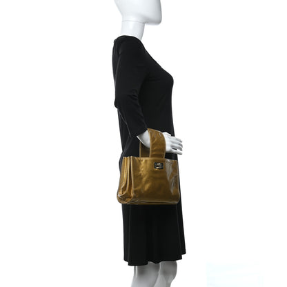 Chanel Metallic Patent Mademoiselle Lock Convertible Wrist Clutch Bag Gold 2 of 10