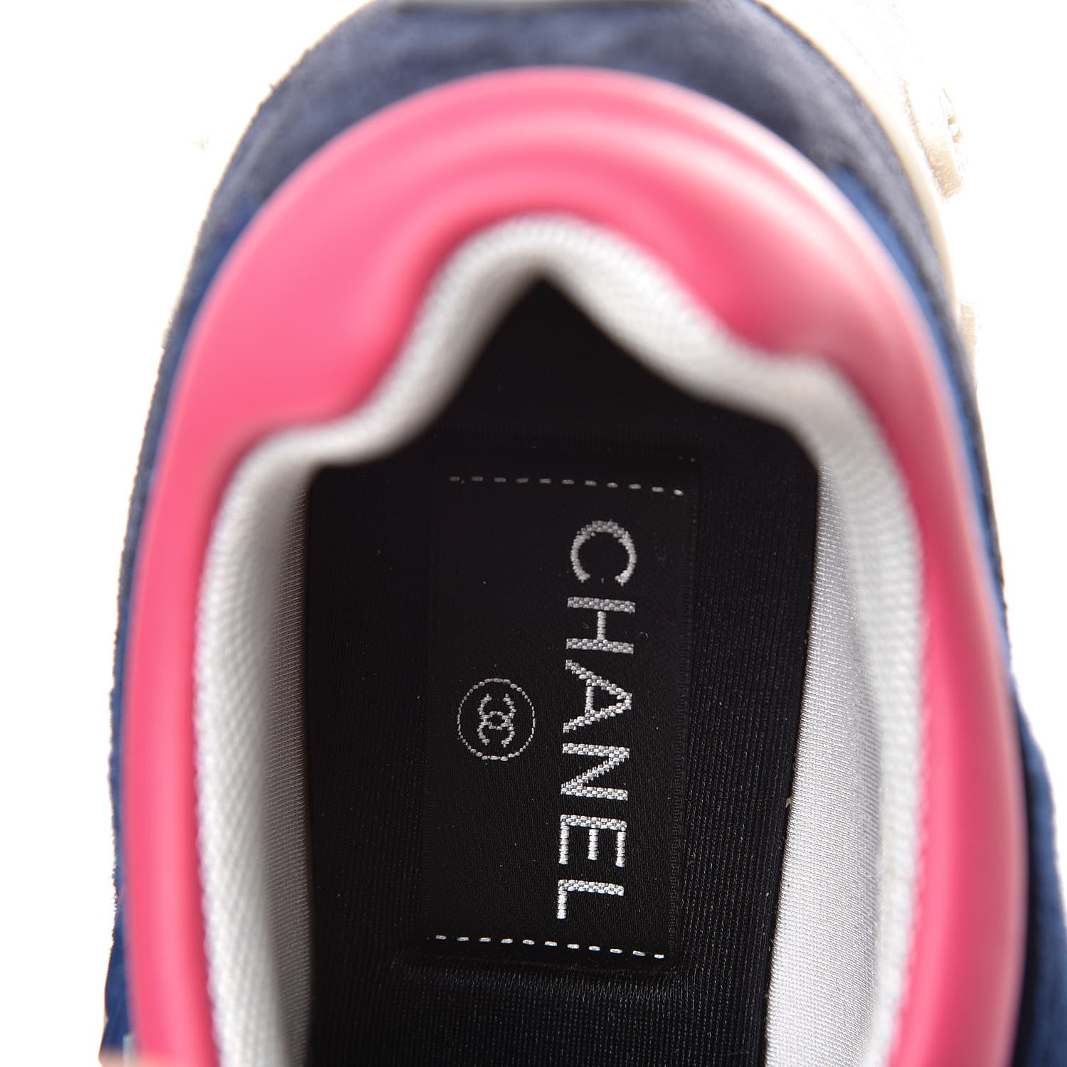 Chanel Wool Nylon Lambskin Suede Calfskin Womens Logo Sneakers 39 Navy Pink 7 of 11