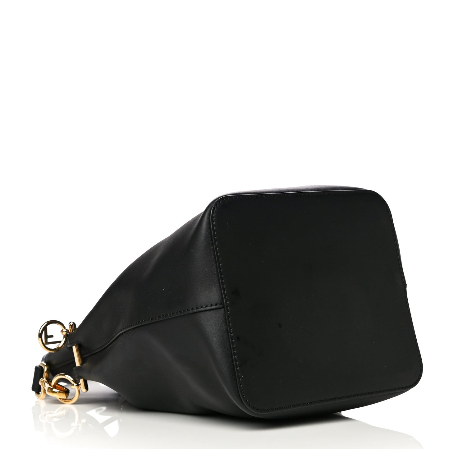 Vitello Century Matte F is Fendi Stamp Patch Bi-Color Grande Mon Tresor Bucket Bag Black Maya Fragola