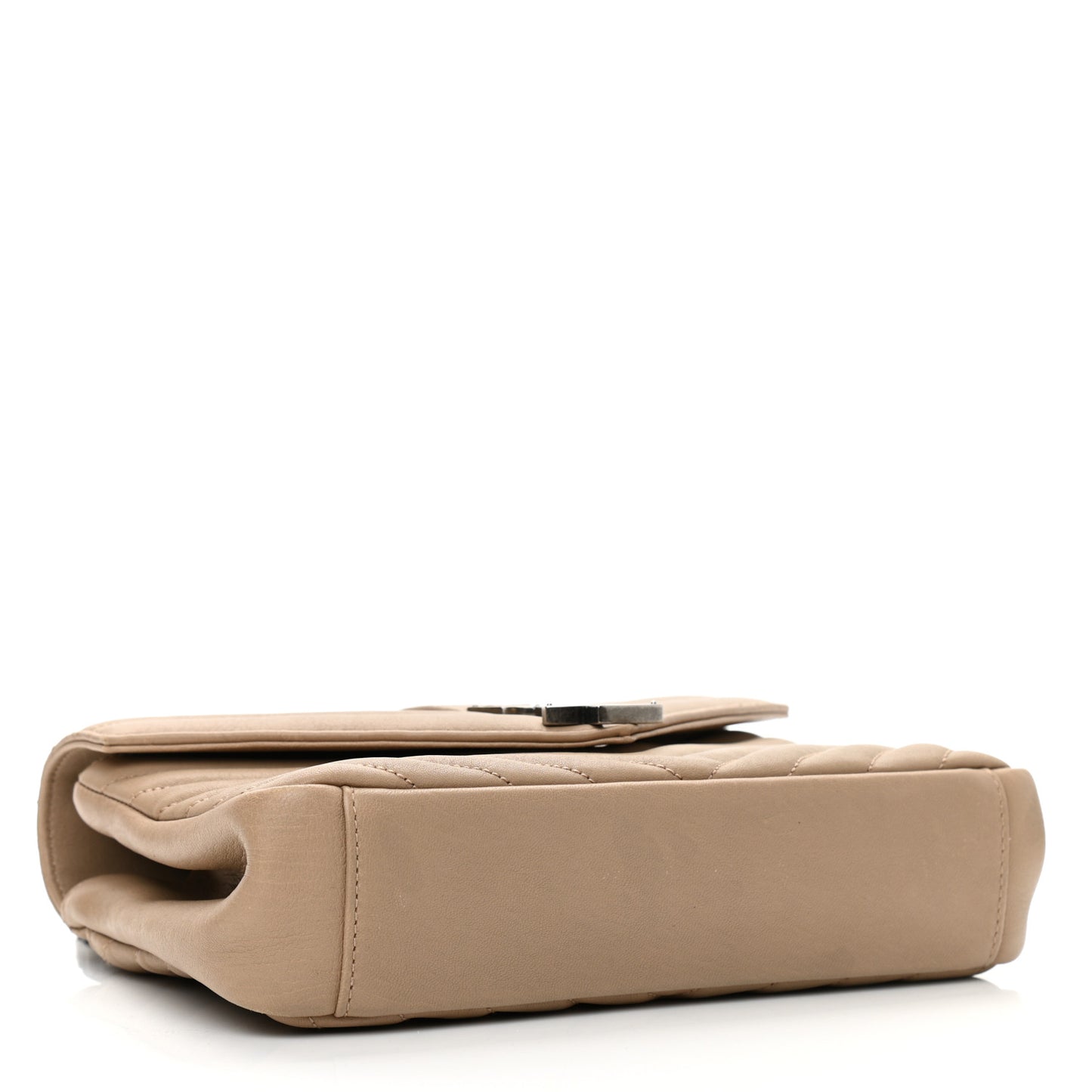 Sheepskin Matelasse Chevron Monogram Medium College Bag Dark Beige