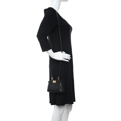 Fendi Nappa Micro Peekaboo Iconic Satchel Black 3 of 13