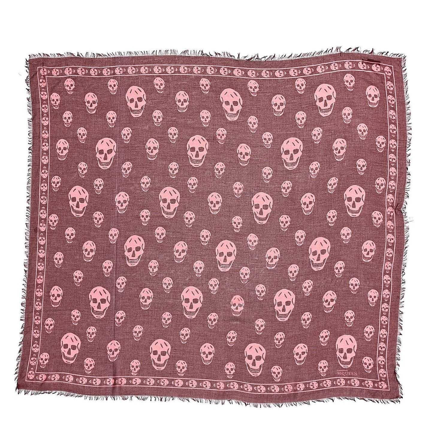 Silk Chiffon Skull Scarf Bordeaux