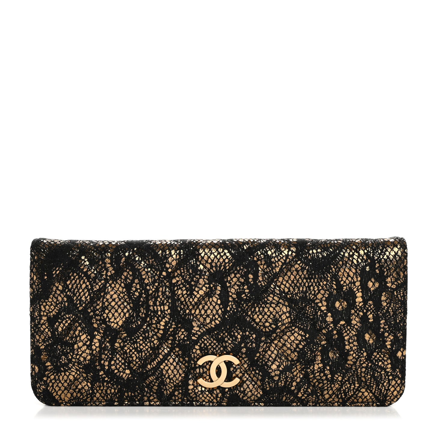 Metallic Tweed Quilted Clutch Black Gold