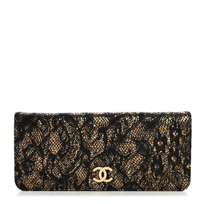 Chanel Metallic Tweed Quilted Clutch Black Gold 1 of 14