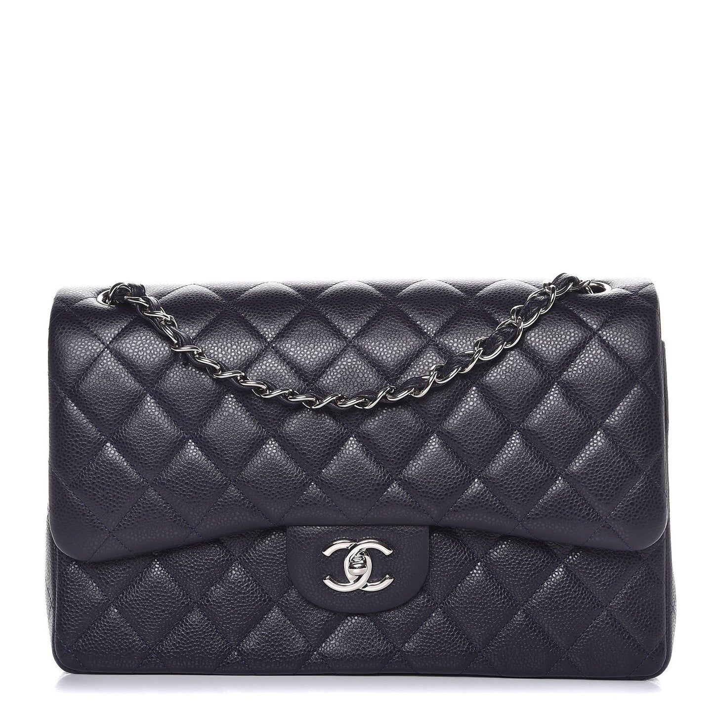 Caviar Quilted Jumbo Double Flap Dark Purple