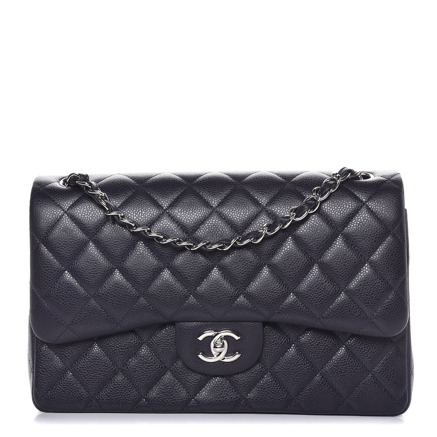 Chanel Caviar Quilted Jumbo Double Flap Dark Purple 1 of 8