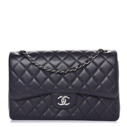 Chanel Caviar Quilted Jumbo Double Flap Dark Purple 1 of 8