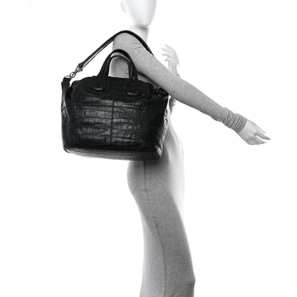 Givenchy Calfskin Crocodile Embossed Medium Nightingale Black 2 of 13