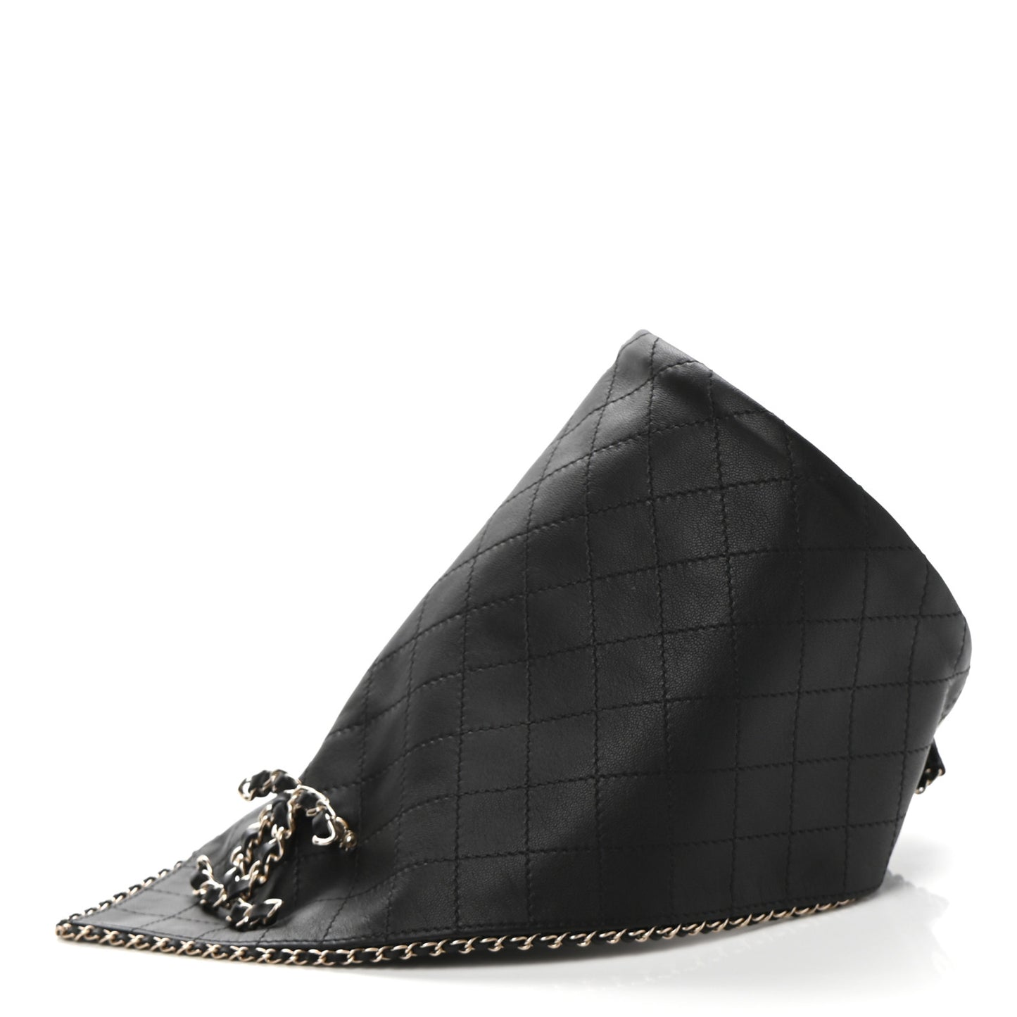 Lambskin Calfskin Chain CC Bandana Black Gold