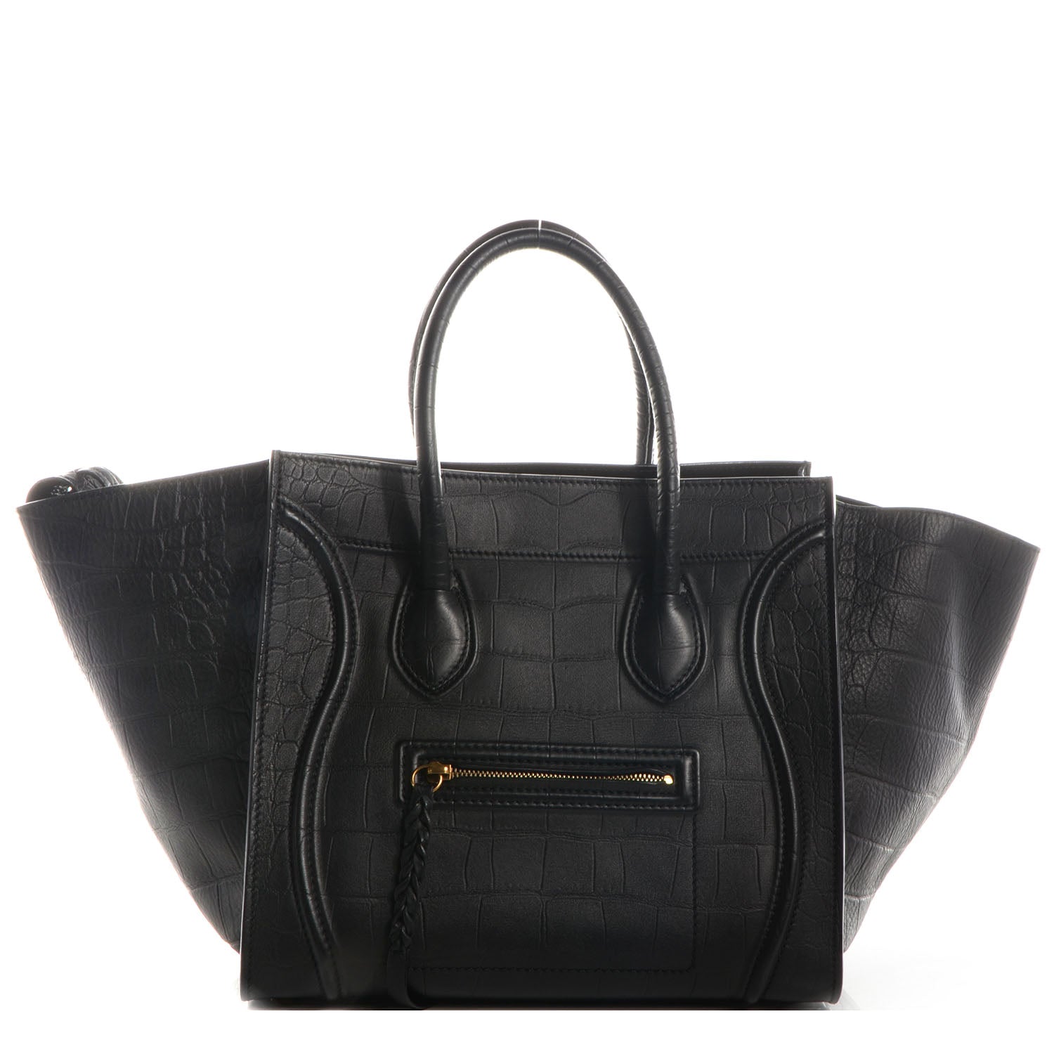 Celine Crocodile Embossed Small Phantom Luggage Black 1 of 8