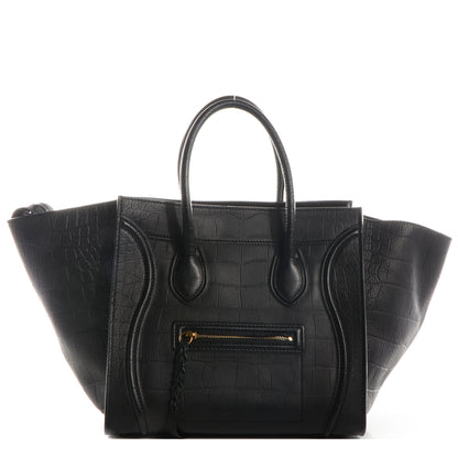 Celine Crocodile Embossed Small Phantom Luggage Black 1 of 8