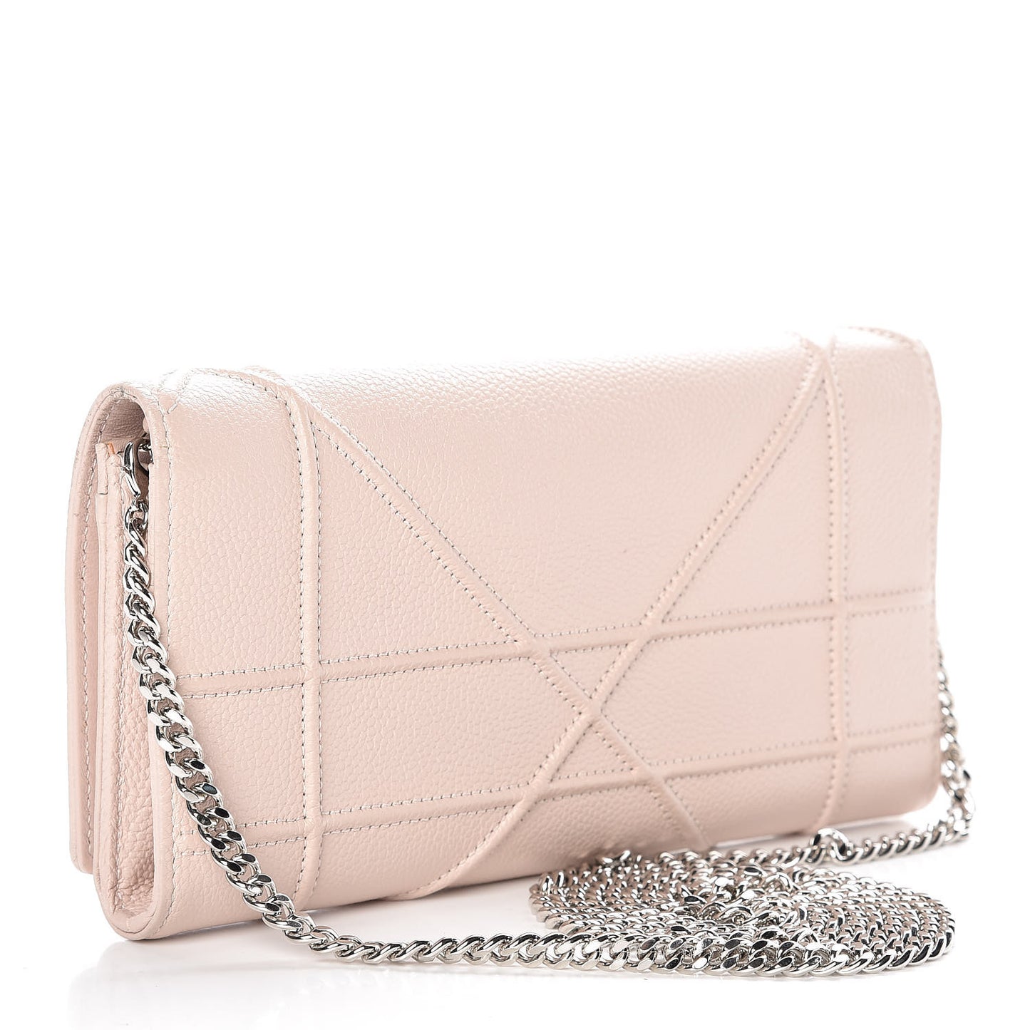 Grained Calfskin Diorama Croisiere Chain Wallet Rose Poudre