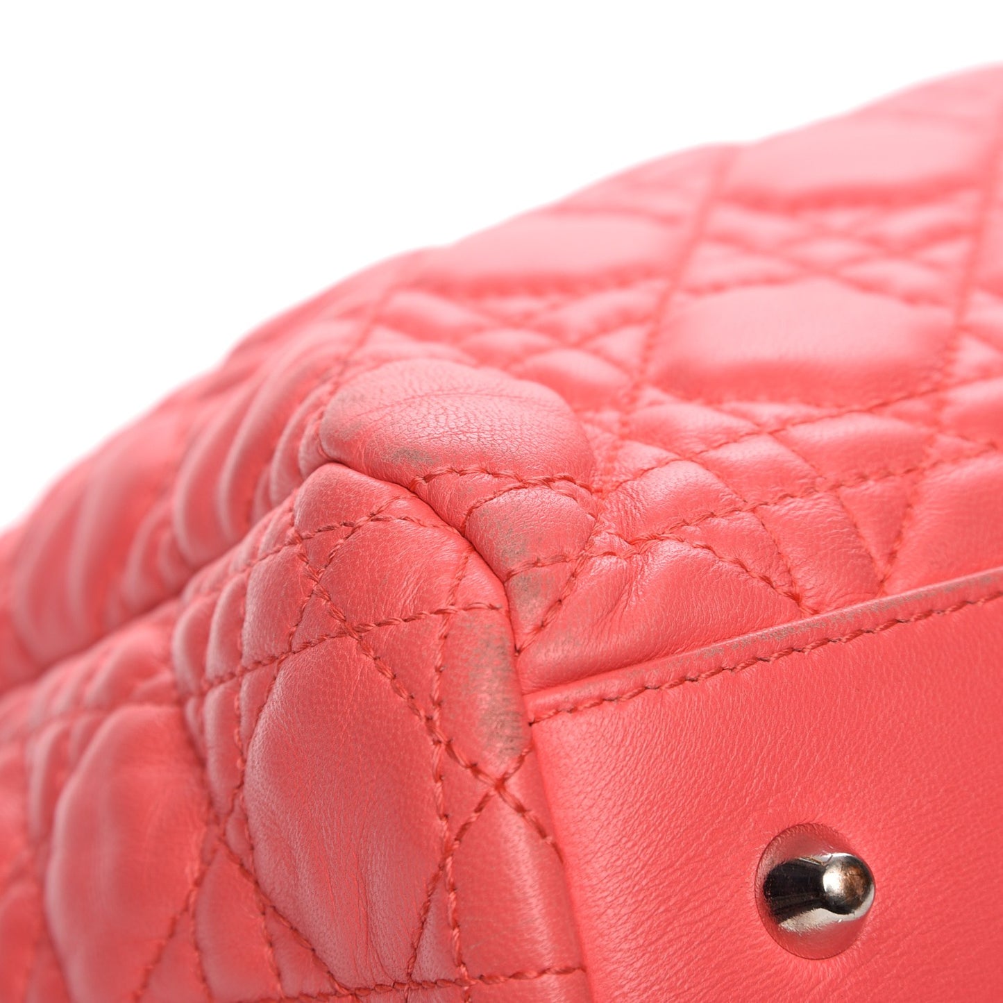 Lambskin Cannage Large Dior Soft Shopping Tote Coral