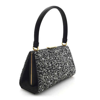 Christian Dior Satin Sequin Frame Bag Black 4 of 10